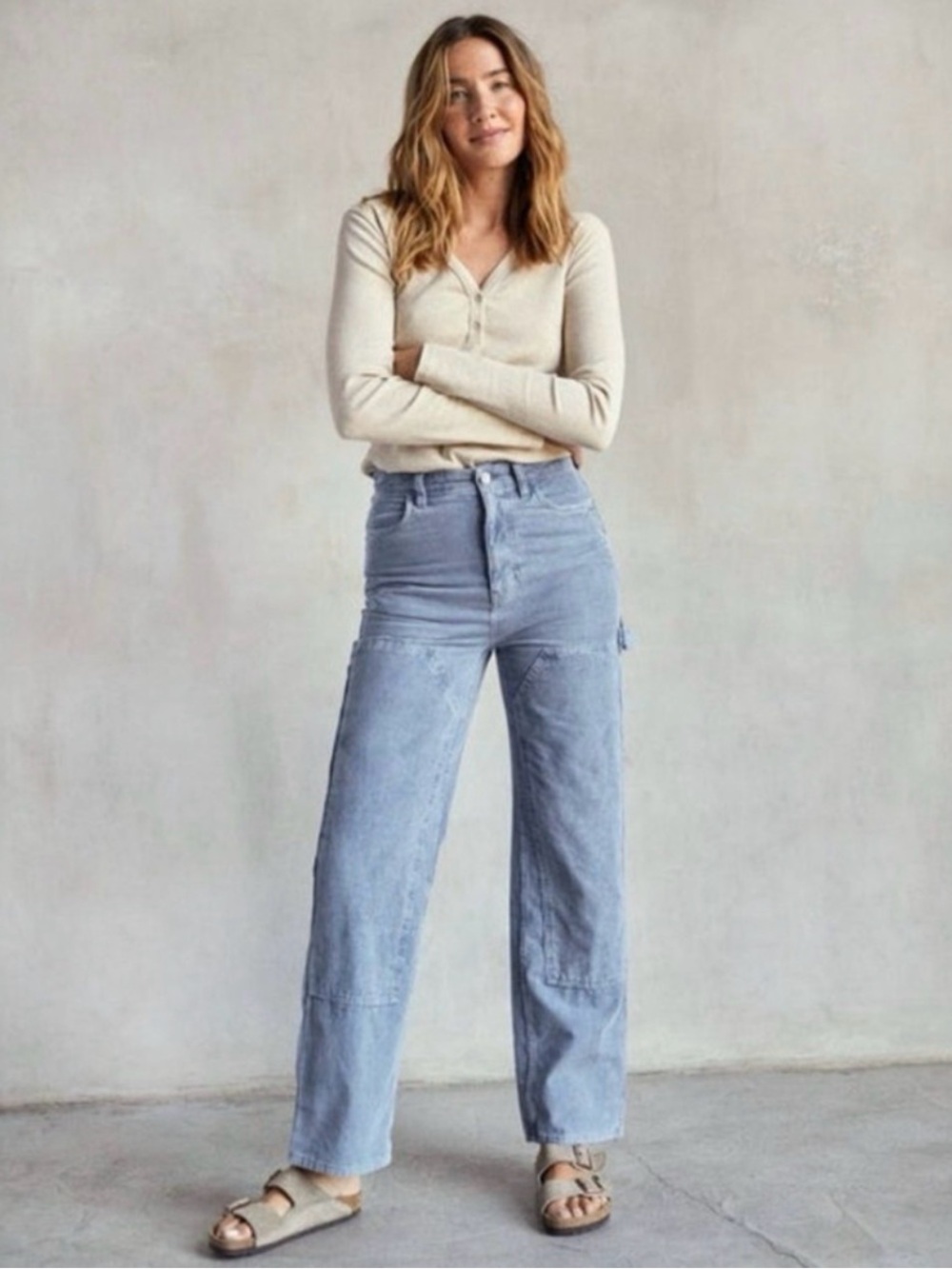Outerknown Smith Corduroy Pants Light Blue High-Rise Wide-Leg